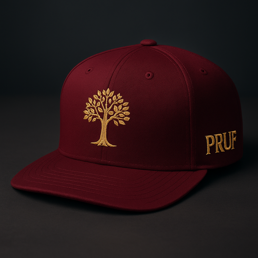 PRUF Signature Snapback – Burgundy & Gold"